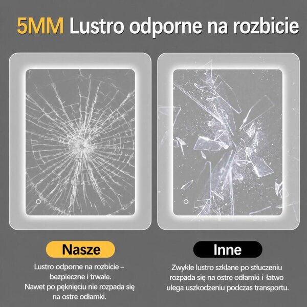 Erga Kalami, bezrámové LED zrkadlo s vyhrievaním a dotykovým ovládaním, 80 × 60 cm, ERG-YKA-MR.KALAMI-60X80