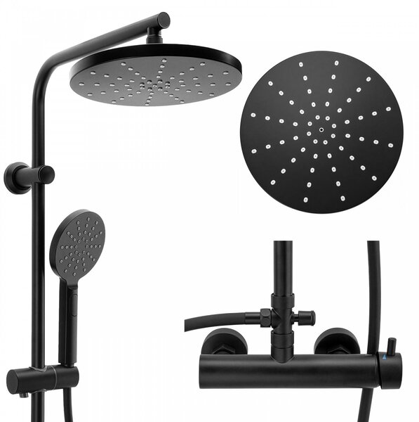 Erga Dubaj, sprchový set s batériou a hlavovou sprchou 23 cm, čierna matná, ERG-YKA-BP.DUBAJ23-BLK