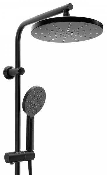 Erga Dubaj, sprchový set s batériou a hlavovou sprchou 23 cm, čierna matná, ERG-YKA-BP.DUBAJ23-BLK