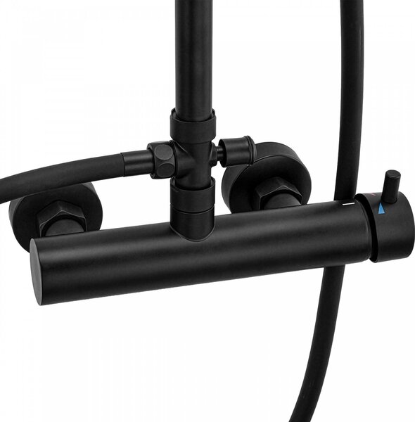 Erga Dubaj, sprchový set s batériou a hlavovou sprchou 23 cm, čierna matná, ERG-YKA-BP.DUBAJ23-BLK