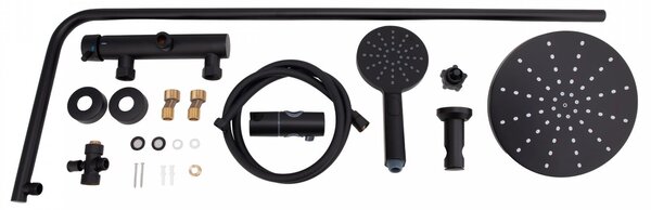 Erga Dubaj, sprchový set s batériou a hlavovou sprchou 23 cm, čierna matná, ERG-YKA-BP.DUBAJ23-BLK