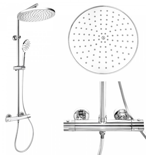 Erga Dubaj, sprchový set s termostatickou batériou a hlavovou sprchou 30 cm, chrómová, ERG-YKA-BP.DUBAJ-THERM-30-CHR