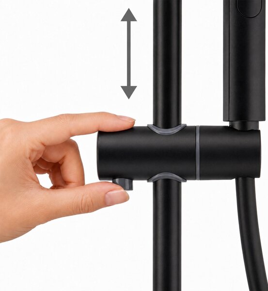 Erga Dubaj, sprchový set s batériou a hlavovou sprchou 23 cm, čierna matná, ERG-YKA-BP.DUBAJ23-BLK