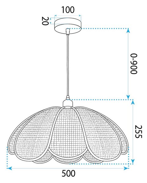 Toolight Toolight, APP1954-1CP, závesné svietidlo s ratanovým tienidlom, Ø 50 cm, 1× E27, hnedá, OSW-63011
