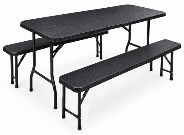 JAKS Skladací pivný set 180 cm čierny