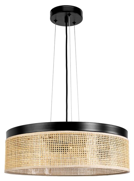 Toolight Toolight, APP1901-3CP, závesné svietidlo s ratanovým tienidlom, Ø 40 cm, 3×E27, čierna-hnedá, OSW-63000