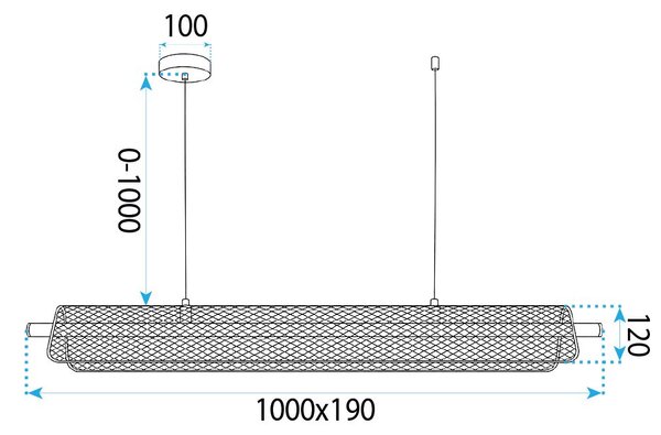 Toolight Toolight, APP1943-CP, lineárne závesné LED svietidlo, 100 cm, 20W, 4000 K, zlatá lesklá, OSW-63005