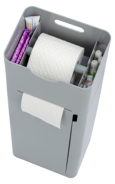 Sivý plastový stojan na toaletný papier so štetkou Imon – Wenko