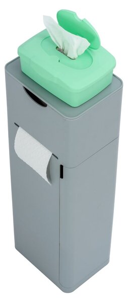 Sivý plastový stojan na toaletný papier so štetkou Imon – Wenko