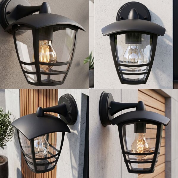Toolight Toolight, JNH037-1G, vonkajšie nástenné svietidlo v tvare lampáša, 1× E27, IP44, čierna matná, OSW-56223