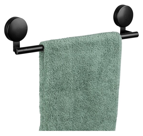 Čierny nástenný držiak na uteráky Wenko Static-Loc® Pavia, šírka 40 cm