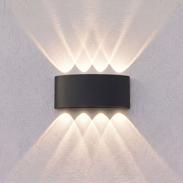 Toolight Toolight, JNH041-8G, vonkajšie LED nástenné svietidlo hore/dole, 8 LED, 12 W, 4000 K, IP44, čierna matná, OSW-56232