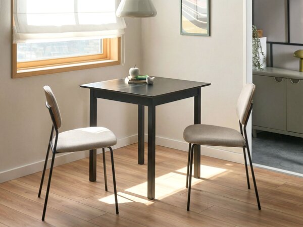 Jedálenský stôl čierny borovicové drevo 75 x 75 cm minimalistický škandinávsky štýl kuchyňa jedáleň