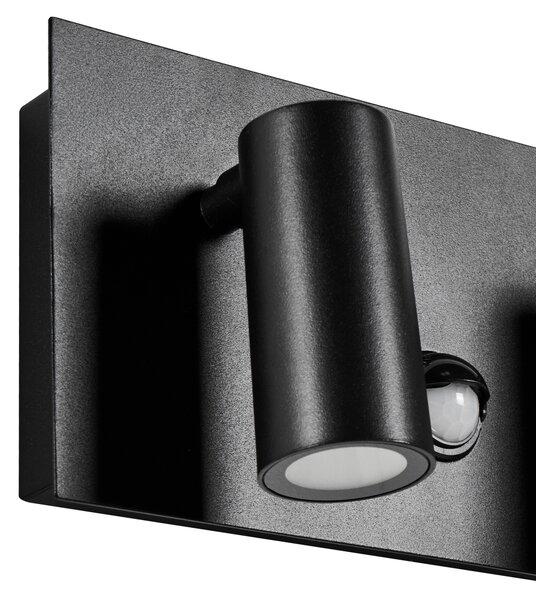 Vonkajšie LED nástenné svietidlo čierne hliník s 2 tienidlami so senzorom pohybu záhradná lampa moderný štýl exteriér