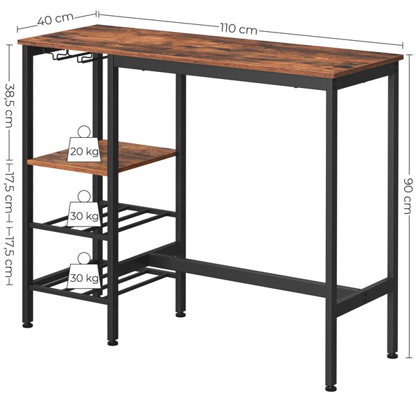 BAROVÝ STÔL, čierna, tmavohnedá, 110/40/90 cm Boxxx - Online Only jedálne, Online Only