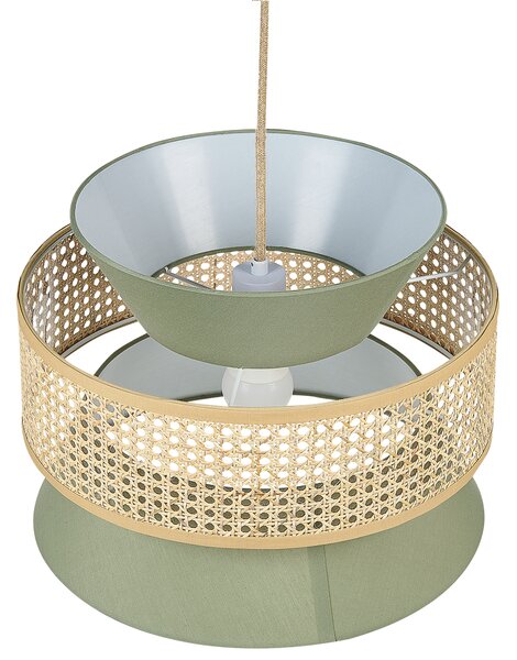 Závesná lampa prírodná zelená ratan polyesterové tienidlo boho štýl osvetlenie