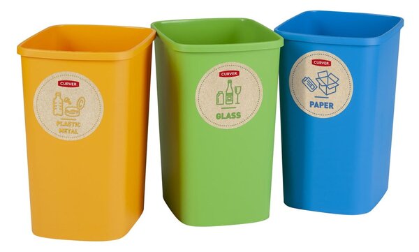 Plastové odpadkové koše v súprave 3 ks na triedený odpad 9 l Eco – Curver