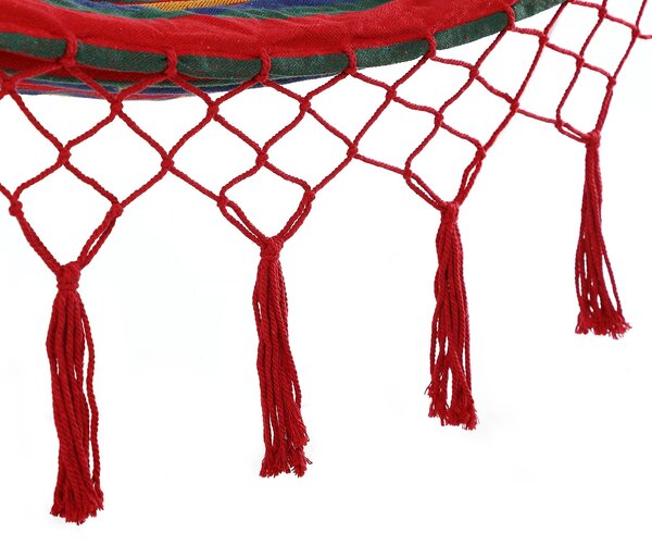 Hojdacia sieť so strapcami 320x150 cm - červená