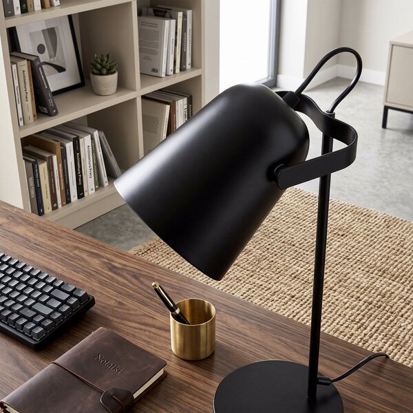 Toolight Toolight, JNH047-1T, kovová stolná lampa s pohyblivým reflektorom, v. 37 cm, 1× E27, čierna, OSW-56239