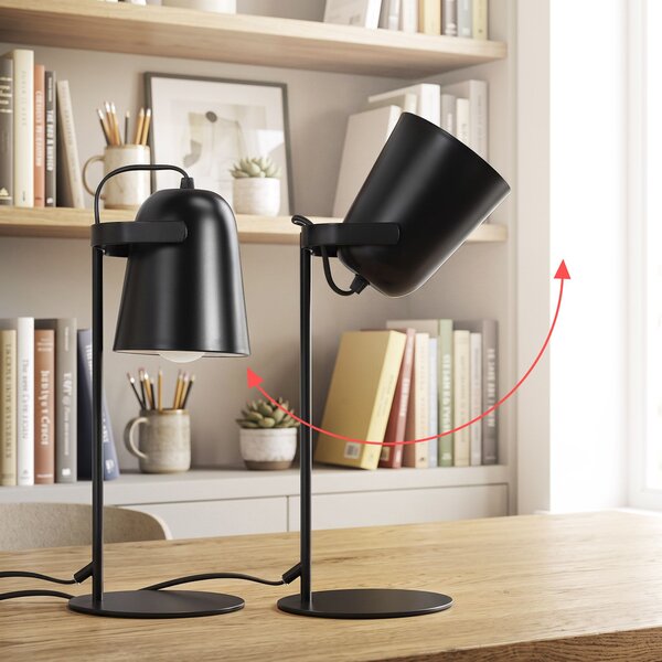 Toolight Toolight, JNH047-1T, kovová stolná lampa s pohyblivým reflektorom, v. 37 cm, 1× E27, čierna, OSW-56239