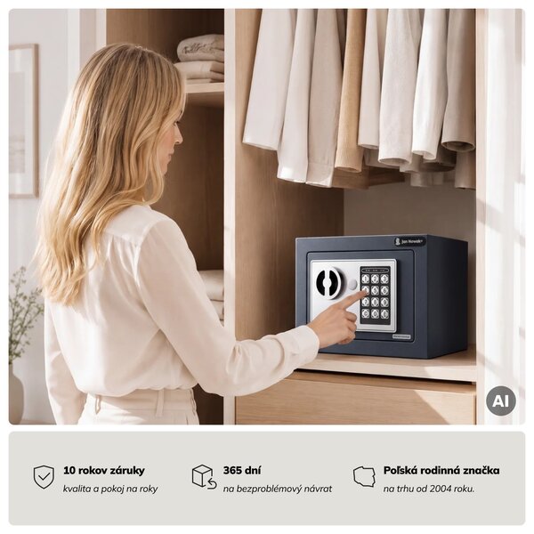 Mini domáci elektronický trezor na kód, na peniaze a šperky, 230x170x170 mm: HECTOR