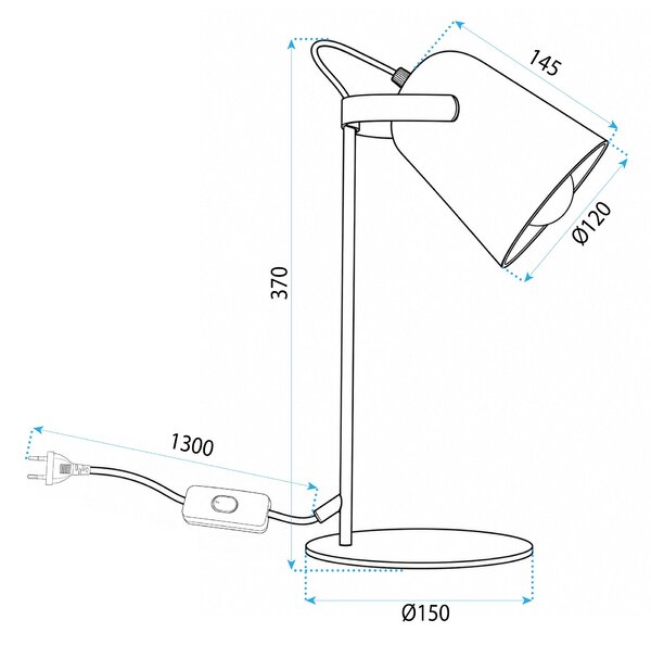 Toolight Toolight, JNH047-1T, kovová stolná lampa s pohyblivým reflektorom, v. 37 cm, 1× E27, čierna, OSW-56239
