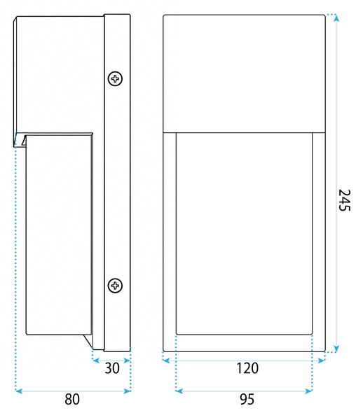 Toolight Toolight, JNH034-G, moderné vonkajšie nástenné svietidlo, 1× E27, IP44, čierna saténová, OSW-56222