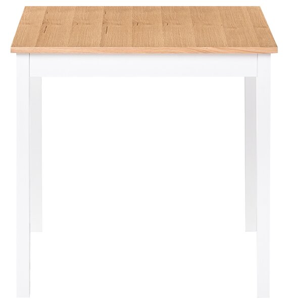 Jedálenský stôl svetlá dubová dyha MDF biele nohy z borovicového dreva 80 x 80 cm malý kuchynský stôl