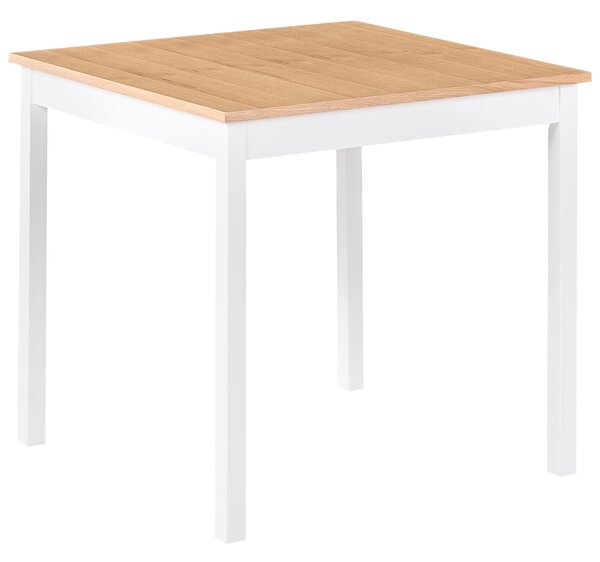 Jedálenský stôl svetlá dubová dyha MDF biele nohy z borovicového dreva 80 x 80 cm malý kuchynský stôl