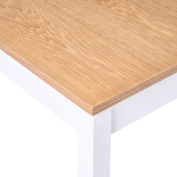 Jedálenský stôl svetlá dubová dyha MDF biele nohy z borovicového dreva 80 x 80 cm malý kuchynský stôl
