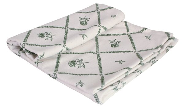Bavlnený obrus na stôl Lovisa Green / White 140 × 50 cm