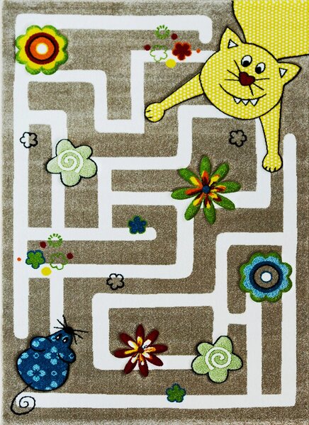 BE Detský koberec Smart Kids 22303 BEIGE – béžový obdĺžnikový, bludisko Rozmer: 120x180 cm