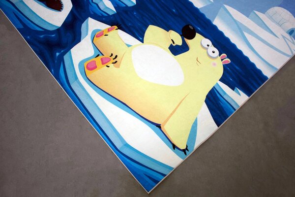 BE Detský koberec Porte 8034 BLUE – modrý obdĺžnikový, s tučniakom Rozmer: 120x180 cm