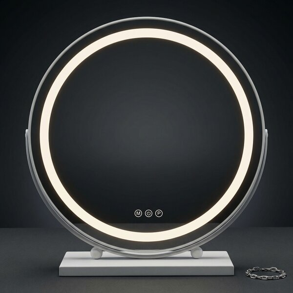 Rea Make-Up, LED okrúhle kozmetické zrkadlo na postavenie 50 cm, biela, HOM-12021