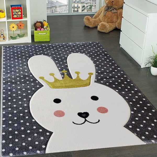 BE Detský koberec Smart Kids 22414 GREY – sivý obdĺžnikový, zajac Rozmer: 120x180 cm