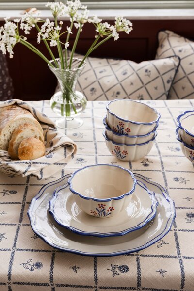 Bavlnený poťah na vankúš Lovisa Blue / white 60 × 40 cm