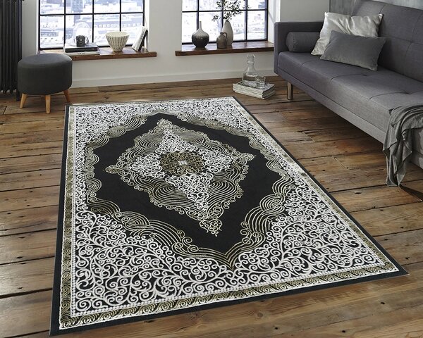BE Koberec Elite 3935 BLACK GOLD – čierny obdĺžnikový Rozmer: 60x100 cm