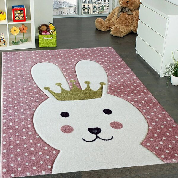 BE Detský koberec Smart Kids 22414 PINK – ružový obdĺžnikový, zajac Rozmer: 120x180 cm