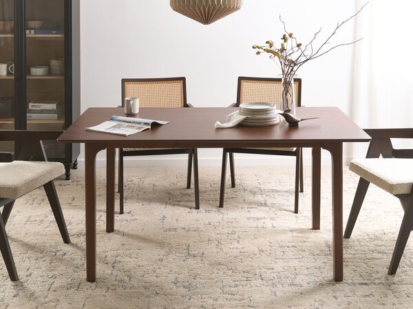 Jedálenský stôl tmavý jaseň MDF 160 x 90 cm jaseňová dýhovaná vrchná doska moderný dizajn kuchynský stôl