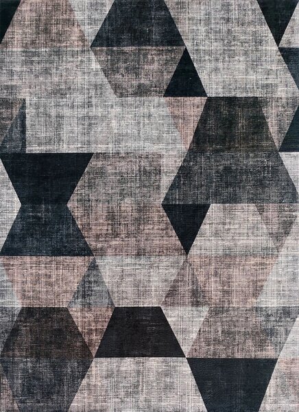 BE Koberec Porte 2032 GREY – sivý hendý čierny obdĺžnikový Rozmer: 50x80 cm