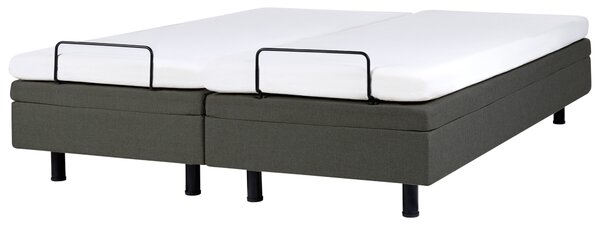 Čalúnená polohovateľná posteľ tmavosivá 180 x 200 cm elektrické nastavenie s diaľkovým ovládaním čalúnený rám postele bez čela