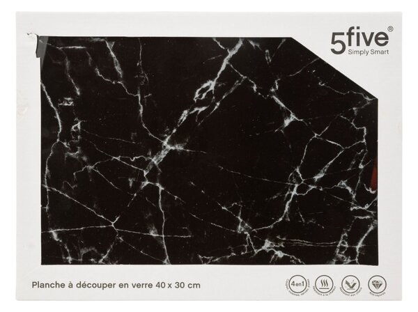 Doska na krájanie Glass Marble, čierna, 40x30 cm BT