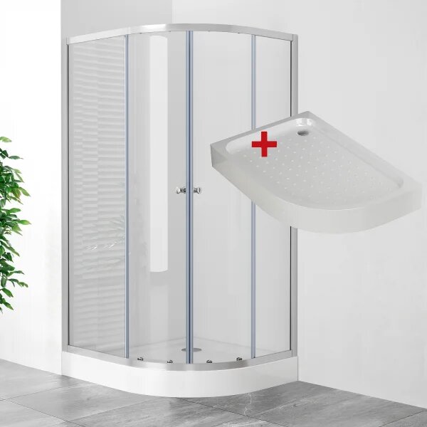 POINT AS LOR 100x80 Clear Ľavý Asymetrický sprchovací kút s akrylátovou vaničkou