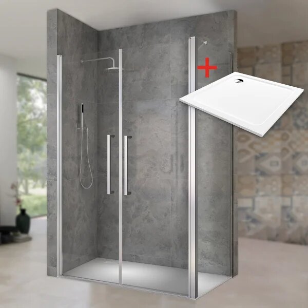 HANY ROCKY 80x80 Číre Sprchovací kút štvorcový s mramorovou vaničkou
