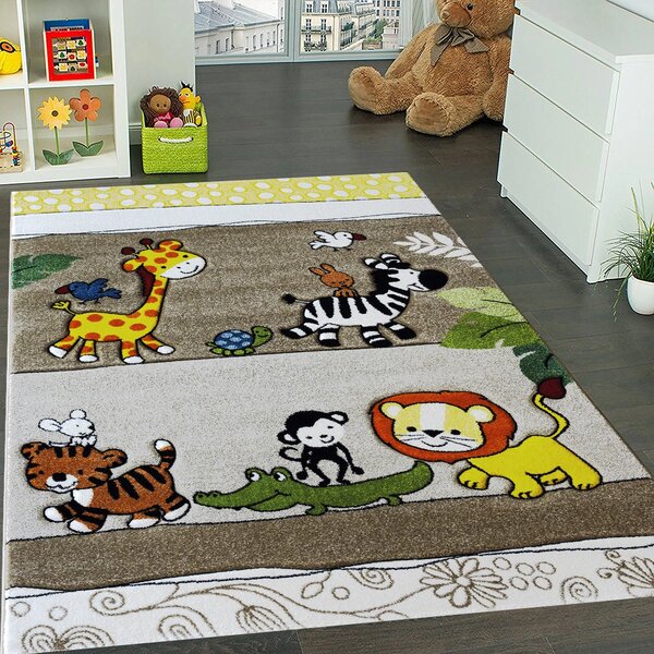 BE Detský koberec Smart Kids 22310 BEIGE – béžový obdĺžnikový, safari Rozmer: 120x180 cm