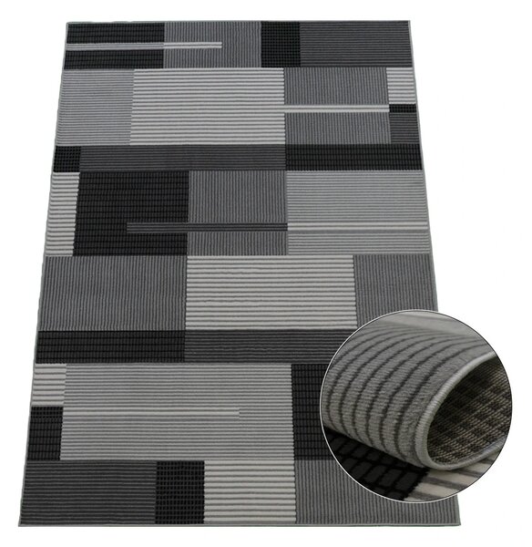 BE Koberec Lotus 9303 GREY – sivý čirny obdĺžnikový Rozmer: 50x80 cm