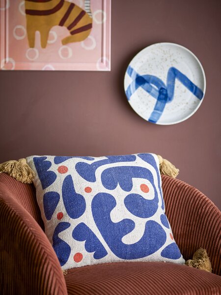 Vankúš z recyklovanej bavlny Eviaya Blue 45 × 45 cm