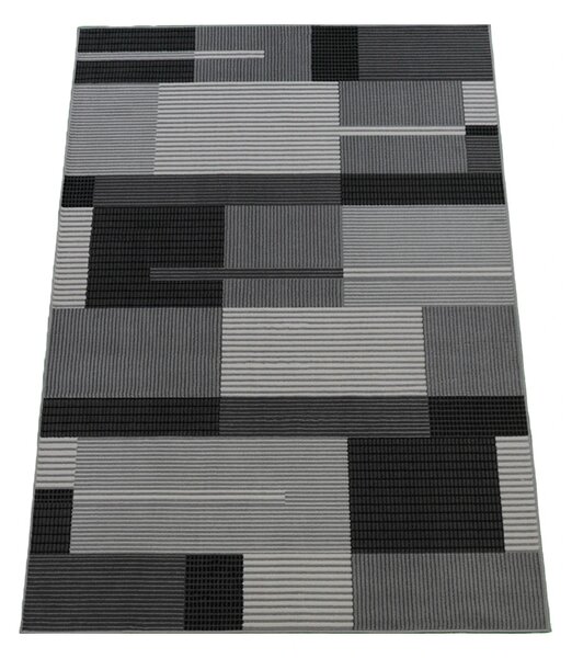 BE Koberec Lotus 9303 GREY – sivý čirny obdĺžnikový Rozmer: 50x80 cm