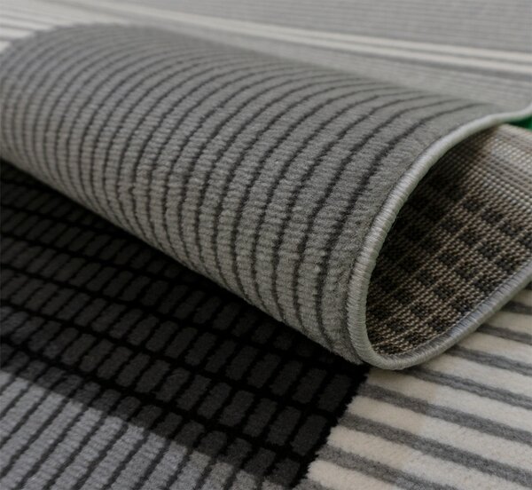 BE Koberec Lotus 9303 GREY – sivý čirny obdĺžnikový Rozmer: 50x80 cm