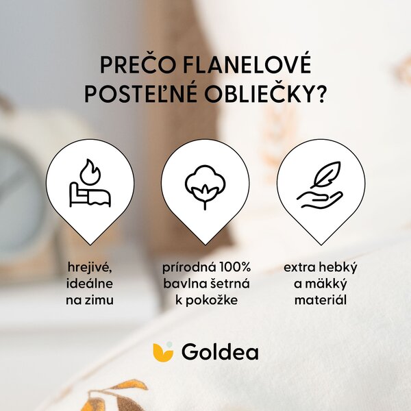 Goldea flanelové posteľné obliečky - jesenné tekvice a lístky 140 x 220 a 70 x 90 cm